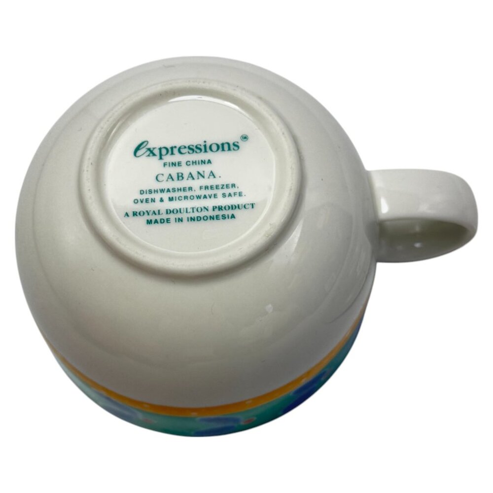 Royal Doulton Expressions Cabana Teacup & Saucer Fine China Green Blue Yellow - Picture 7 of 11
